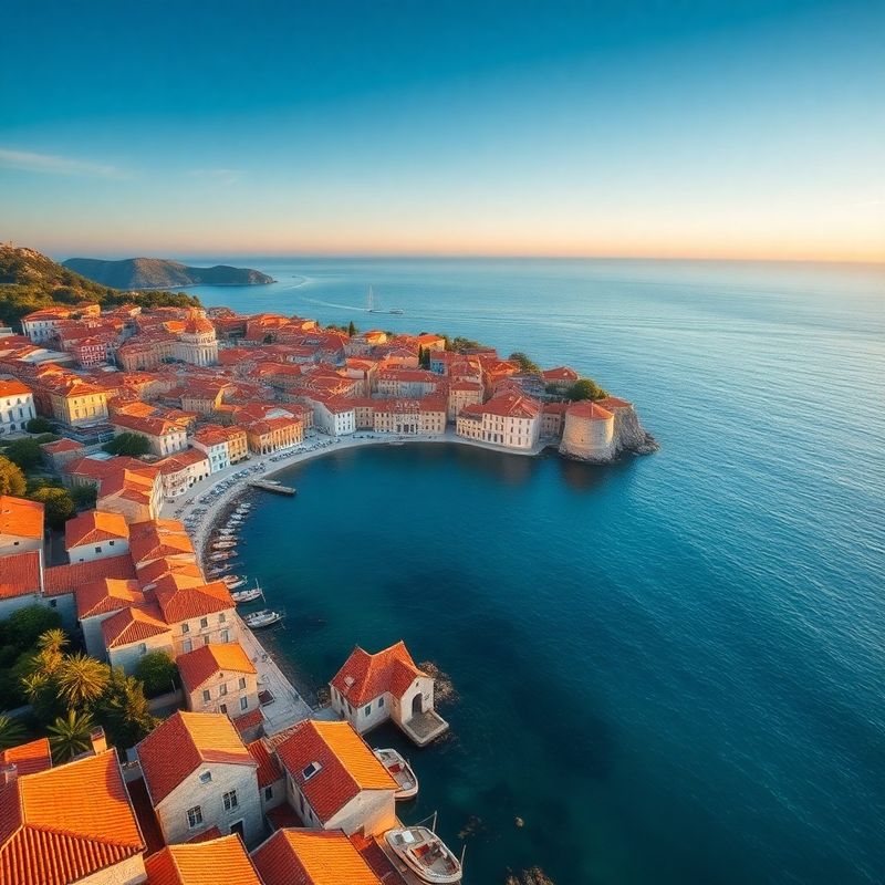 Zračni pogled na Dubrovnik u zlatnom satu